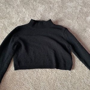 turtle neck cropped black sweater
